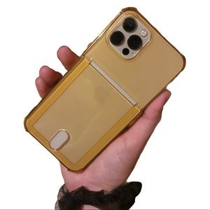 iPhone 12/iPhone12 Pro Clear Gold Card Holder Case